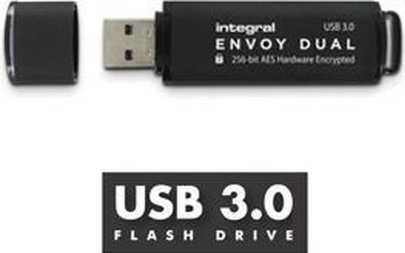 Integral Envoy DualPlus 128 GB USB 3.0 stick met AES 256 bit FIPS 197 encryptie voor admin en gebruikers