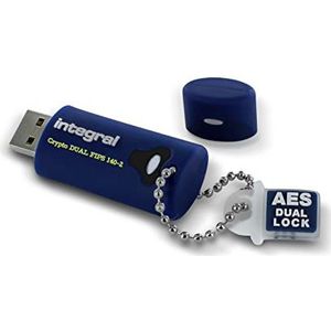 Integral 64 GB Crypto-140-2 256-bits 3.0 USB-stick versleuteld - USB-stick met wachtwoord beveiligd - FIPS 197 gecertificeerd, bescherming tegen brute force aanvallen, robuust, drielaags, waterdicht