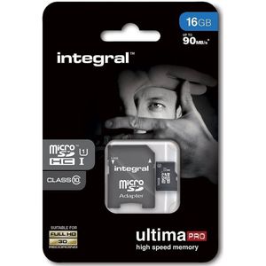 Integral UltimaPro 16GB, Micro SDHC Geheugenkaart zwart (INMSDH16G10-90U1) - USB stick - Origineel