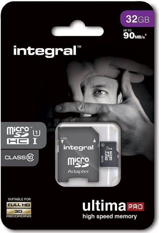 Integral Memory INMSDH32G10-90U1 microSDHC Class 10 UltimaPro UHS-1 32GB geheugenkaart