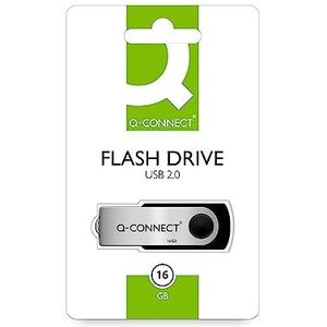 Q-Connect USB 2.0 Swivel 16GB Flash Drive Zilver/Zwart