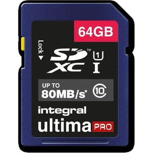 Integral UltimaPro UHS-1 64 GB, Class 1 SDXC-geheugenkaart, overdrachtsnelheden tot 80 MB/s