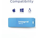 Usb-stick Integral 128gb 3.0 Neon Blauw - Blister A 1 Stuk