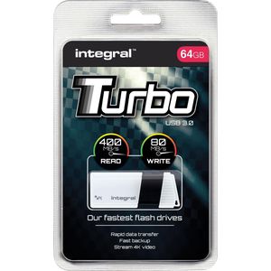 Integral Turbo USB 3.0 stick, 64 GB - blauw Papier 385361