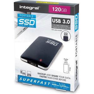 IIntegral - draagbare SSD harde schijf - 120 GB- zwart