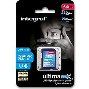 Integral UltimaPro Video Speed V90 64 GB 280/240 MB/s UHS-II X2 SDXC geheugenkaart, INSDX64G-280/240U2