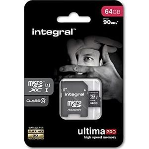 Integral Ultimapro - Memory Card 128GB microSDHC/XC 90MB/s Class 10 UHS-I U1 + Adapter