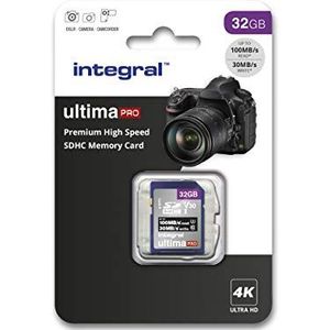 Integral UltimaPro Premium SDHC-geheugenkaart 32 GB High Speed tot 100 MB/s klasse 10 V30 UHS1 U3