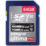 Integral 64 GB SD-kaart 4K Ultra-HD Video Hoge snelheid SDXC V30 UHS-I U3 Klasse 10 geheugenkaart tot 100 MB/s, kleur kan variëren