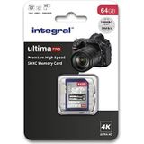 Integral 64 GB 4K Ultra HD Video High Speed SDXC V30 UHS-I U3 Class 10 geheugenkaart tot 100 MB/s, kleur kan variëren