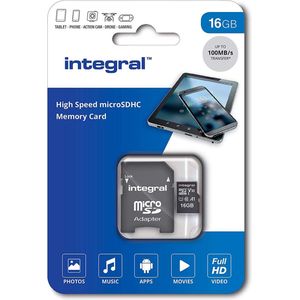 Integral microSDHC geheugenkaart, 16 GB - blauw Papier 5055288441316