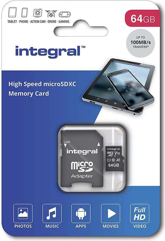 Integral MicroSDXC 64GB - V10 - 100MB/s - Inclusief SD Adapter