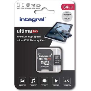 Integral Micro SD geheugenkaart UltimaPro V30 64GB klasse 10