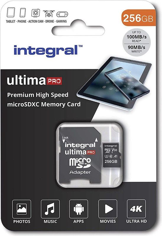 Integral Micro SD Geheugenkaart 256GB - Zwart