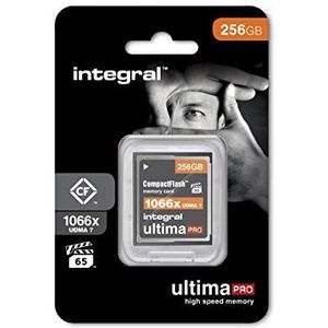 Integral 256 GB compacte flash kaart UDMA-7 1066x Speed VPG-65 160 MB/s lezen en 135 MB/s schrijven professionele High Speed geheugenkaart
