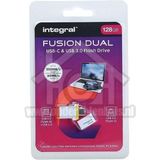 Integral INFD128GBFUSDUAL3.0-C USB flash drive 128 GB USB Type-A / USB Type-C 3.2 Gen 1 (3.1 Gen 1) Wit, Geel