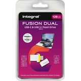 Integral INFD128GBFUSDUAL3.0-C USB flash drive 128 GB USB Type-A / USB Type-C 3.2 Gen 1 (3.1 Gen 1) Wit, Geel