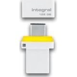 Integral INFD128GBFUSDUAL3.0-C USB flash drive 128 GB USB Type-A / USB Type-C 3.2 Gen 1 (3.1 Gen 1) Wit, Geel