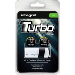 Integral - Turbo USB 3.0 Stick - 1 TB - Wit - Capless Design