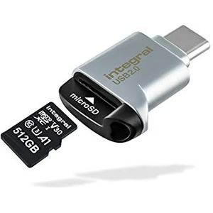 Integral USB 2.0 Micro SD-kaartlezer/USB C Type-C OTG geheugenkaartadapter voor Micro SD, microSDHC, microSDXC