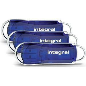 Integral USB-stick, 64 GB, USB 2.0, Courier Blue, 3 stuks