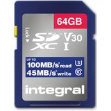 Integral - INSDX64G-100V30 - Geheugenkaart - 64GB - SDXC - UHS-I U3 V30