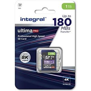 Integral 1TB SD-kaart 4K Video Leessnelheid 180MB/s en schrijfsnelheid 150MB/s SDXC V30 U3 180-V30 Onze snelste ooit hoge snelheid SD-geheugenkaart