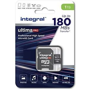 Integral 1TB Micro SD Speicherkarte – Lesen 180MB/s, Schreiben 150MB/s, A2, UHS-I, U3, V30, C10, MicroSDXC, High-Speed Micro SD Karte für 4K-Video, Drohnen, Smartphones, Steam Deck und mehr
