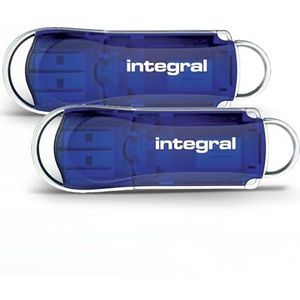 Integral USB 2.0 flashdrive, 128 GB, blauw, 2 stuks