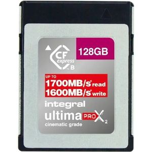 Integral geheugenkaart 128 GB CFexpress type B 2.0 8K RAW en 4K 120 fps 1700 MB/s lezen 1600 MB/s schrijfsnelheid ontworpen voor filmmaker en professionele fotograaf