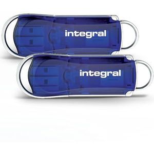 Integral USB-stick, 32 GB, USB 2.0, Courier, blauw, 2 stuks