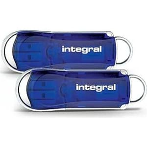 Integral USB-stick, 64 GB, USB 2.0, Courier, blauw, 2 stuks