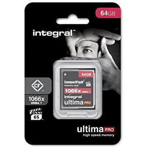 Integral 64 GB UDMA-7 compacte flash-kaart, 1066x VPG-65, 160 MB/s, lezen, 135 MB/s schrijven