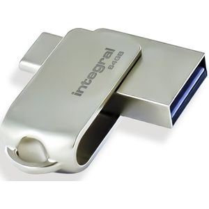 Integral - USB Stick - 64 GB - USB A en USB C - Metaal
