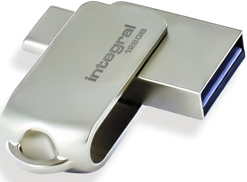 Integral - USB Stick - 128 GB - USB A en USB C - Metaal