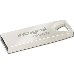 Integral 128 GB USB 2.0 stick met metalen behuizing voor sleutelhangers, een elegante en elegante oplossing voor het overdragen en beveiligen van je bestanden