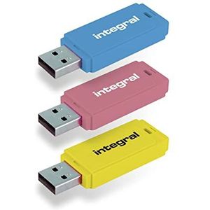 Integral 32GB Neon USB 2.0 Flash Drive 3-Pack (Blauw/Roze/Geel)