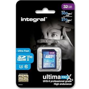 Integral UltimaPro X2 32GB SDHC UHS-II U3 V90 – 300-270 MB/s
