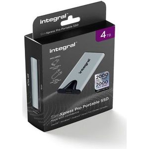 Integral - SlimXpress Pro - Portable SSD - 4 TB - Inclusief USB-A Adapter