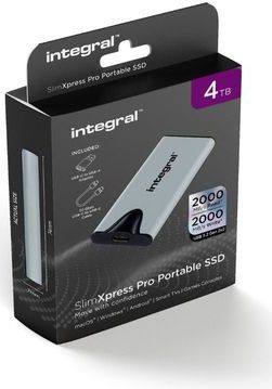 Integral - SlimXpress Pro - Portable SSD - 4 TB - Inclusief USB-A Adapter