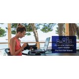 Integral - 4-in-1 Geheugenkaartlezer - USB 3.0 en USB C naar microSD SD Compact Flash MS Duo/Pro - Voor iPhone 15/16 Plus/Pro/Pro Max MacBook Pro/Air iPad PC laptop