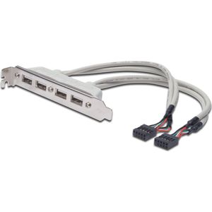 Digitus A-stekker naar 2 x 10-polige IDC USB-kabel, 0,25 m