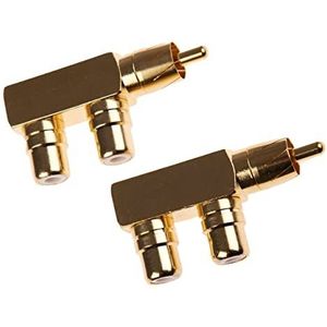CDL Micro Single RCA 90 graden splitter M-F-F mannelijk-vrouwelijk-vrouwelijke adapter - goud (Pack van 2)