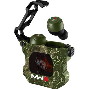 Call of Duty - TWS earbuds - metalen oplaadcase met led lights - touch control - IPX4 - microfoon (olive camo)