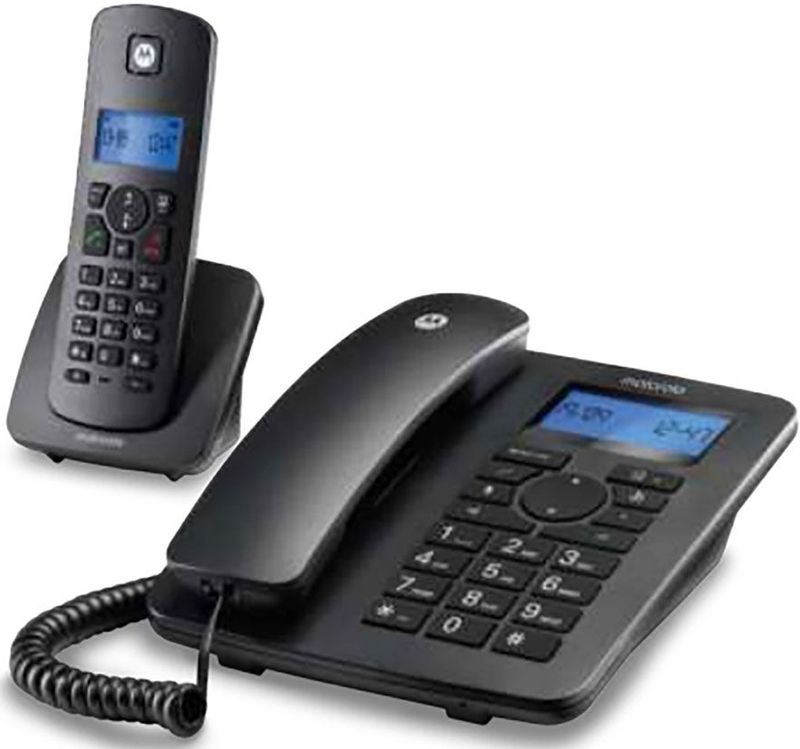 Motorola Voice - C4201 vaste telefoon met digitale draadloze handset, noodmodus, oproepdoorschakeling, verlicht display, telefoonboek voor 50 namen/nummers, handsfree bellen