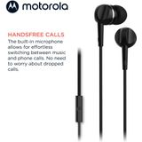 Motorola Oordopjes met Draad 105 - Oordopjes met Microfoon - In-Ear Oordopjes - Incl. 6 Siliconen Oordoppen in S, M en L - In-Line Microfoon - Kristalhelder Geluid - Zwart