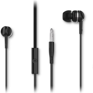 Motorola Oordopjes met Draad 105 - Oordopjes met Microfoon - In-Ear Oordopjes - Incl. 6 Siliconen Oordoppen in S, M en L - In-Line Microfoon - Kristalhelder Geluid - Zwart