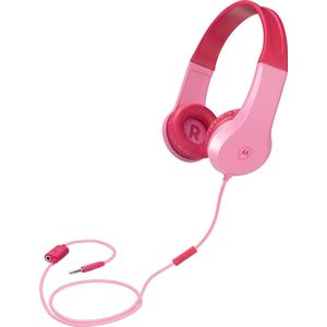 Motorola Sound Kinderkoptelefoon - MOTO JR200 PNK - Draadgebonden Koptelefoon - Volumebegrenzing tot 85dB - Audiosplitter - BPA-Vrij - Vanaf 3 Jaar