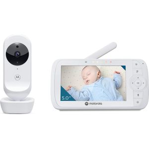 Motorola Nursery VM35 Baby Videotelefoon - Video Babyfoon - BM 35-5 Inch Oudereenheid - Infrarood - Digitale Zoom - Terugspreekfunctie - Wit