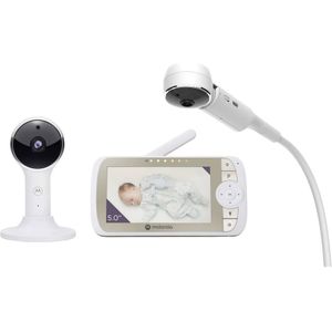 Motorola Nursery VM65X Connect - Baby Videomonitor met Wiegbevestiging - 5 inch 1080p Wi-Fi - Verbonden met Motorola Nursery App - Flexibele Magnetische Camera Montage - Wit